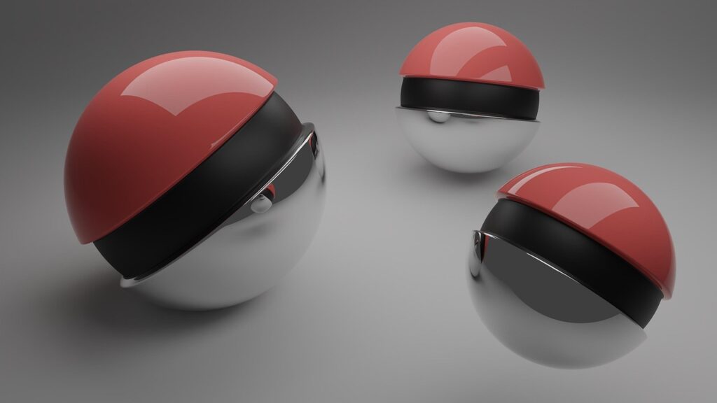poke balls, pokemon, pocket monsters, balls, metal, red and silver balls, three poke balls, pokemon, pokemon, pokemon, pokemon, pokemon